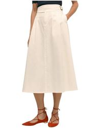 Brooks Brothers - Rokken ,Wit ,Katoen Belted A-Line Twill Geplooide Rok - Lyst