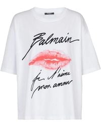 Balmain - T-Shirt Met Kusprint - Lyst