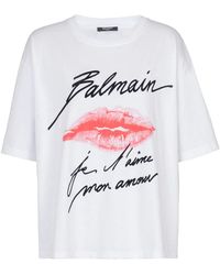 Balmain - T-Shirt Met Kusprint - Lyst