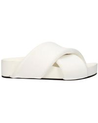 Jil Sander - Witte Leren Slippers Sandalen Vintage Effect - Lyst