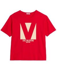 Valentino - Rotes Rundhals Kurzarm T-Shirt - Lyst