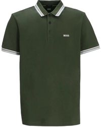 HUGO - Klassischer Grüner Pullover Mit Kurzen Ärmeln - Lyst