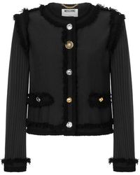 Moschino - Jassen ,Zwart ,Wol Stretch Bouclé Jacket - Lyst