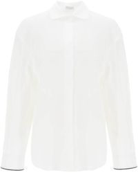 Brunello Cucinelli - Camicia bianca con colletto francese - Lyst