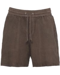 P.A.R.O.S.H. - P.A.R.O..H. ,Korte Broeken ,Bruin ,Leer Shorts Met Trekkoord - Lyst