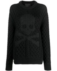 Philipp Plein - Truien & Vesten ,Zwart ,Wol Zwarte Wollen Acryl Trui Pullover - Lyst
