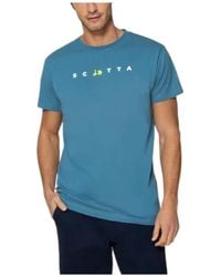 Scotta - Tops ,Blauw ,Katoen T-Shirt Met Ronde Hals - Lyst