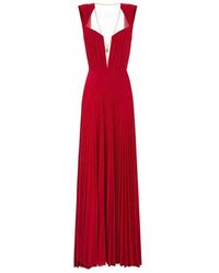 Elisabetta Franchi - Rotes jersey lurex langes kleid mit offenem rücken und kette - Lyst