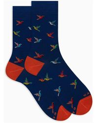 Gallo - Kurze Baumwollsocken Für Herren Mit Blauem Papageienmuster - Lyst