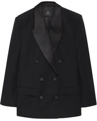 Anine Bing - Schwarze doppelreiher-jacke mit taschen - Lyst