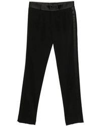 Giorgio Armani - Satin-Trim Pleated Trousers - Lyst