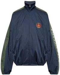 Balenciaga - Jassen ,Blauw ,Katoen Katoenen Jas Met Opstaande Kraag - Lyst