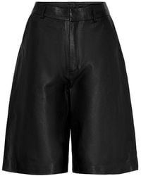 Notyz - Korte Broeken ,Zwart ,Leer Bermuda Leather Shorts - Lyst
