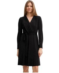 DKNY - Jurk Met Strikceintuur En V-Hals - Lyst