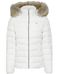 Tommy Hilfiger - Jassen ,Wit ,Polyester Witte Fashion Logo Parka Met Capuchon - Lyst