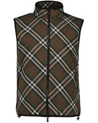 Burberry - Jassen ,Groen ,Nylon Vintage Geruite Mouwloze Jas Mannen - Lyst