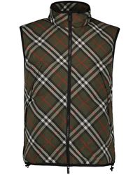Burberry - Jassen ,Groen ,Nylon Vintage Geruite Mouwloze Jas Mannen - Lyst