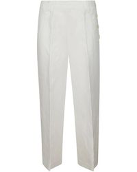 Ralph Lauren - Pantalones blancos de lino con botones dorados - Lyst