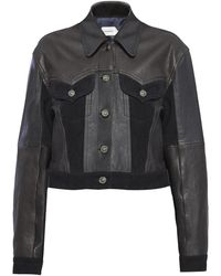 Versace - Jassen ,Zwart ,Leer Leren Slim Blouson - Lyst