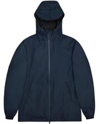 Rains - Jassen ,Blauw ,Polyester Storm Breaker Hooded Rits Jas - Lyst