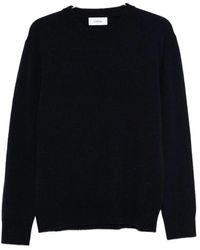 Lardini - Truien & Vesten ,Blauw ,Wol Ribgebreide Trui Met Ronde Hals - Lyst