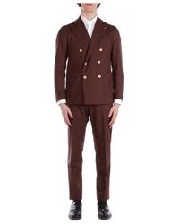 Tagliatore - Kostuums ,Bruin ,Katoen Double-Breasted Pak - Lyst