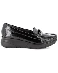 Igi&co - Zwarte Leren Mocassins Met Licht Sleehakje - Lyst