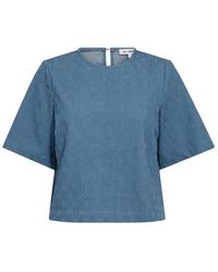 co'couture - Denim-Bluse Mit Kurzen Weiten Ärmeln - Lyst