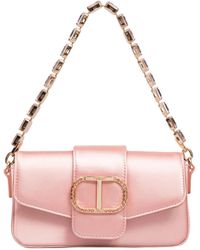 Twinset - Elegante Rosa Handtasche Mit Kristallschnalle - Lyst