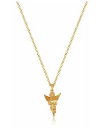 Nialaya Men's Gold Necklace With Angel Pendant - Geel