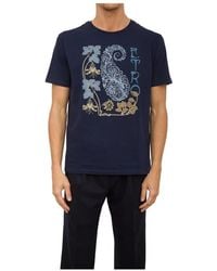 Etro - T-shirt roma blu - Lyst