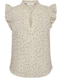 co'couture - Mini dot top blouse con mangas de volantes - Lyst