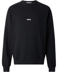 MSGM - Hoodies & Sweatvesten ,Blauw ,Katoen Sweatshirt Met Ronde Hals - Lyst