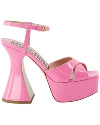 Moschino - Schoenen ,Roze ,Leer Platform Sandalen - Lyst
