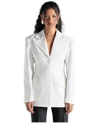 GUAJA. - Jassen ,Wit ,Leer Ella Getailleerde Blazer Met Ingesnoerde Taille - Lyst