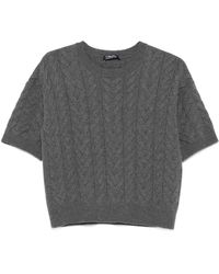 Max Mara - Grijze Cable Knit Sweater - Lyst