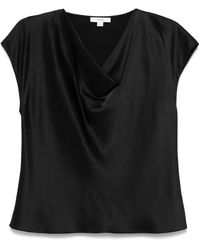 Vince - Tops ,Zwart ,Zijden Blouse Met Gedrapeerde Halslijn - Lyst