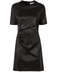 Rabanne - Mini lederkleid geraffte vorderseite - Lyst