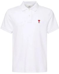 Ami Paris - Tops ,Wit ,Katoen De Cœur Katoenpiqué Poloshirt - Lyst