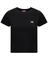 KENZO - Tops ,Zwart ,Katoen Katoenen T-Shirt Met Ronde Hals En Korte Mouwen - Lyst