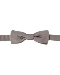 Dolce & Gabbana - Accessoires ,Grijs ,Elegante Zilveren Zijden Vlinderdas - Lyst