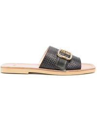 N°21 - Crystal-Embellished Woven Slides - Lyst