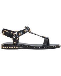 Ash - Schoenen ,Zwart ,Leer Zwarte Krokodillenprint Platte Sandalen - Lyst