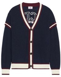 Gcds - Dunkelblauer Gestreifter V-Ausschnitt Pullover - Lyst