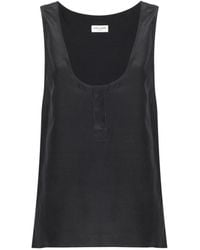 Saint Laurent - Overhemden ,Grijs ,Mouwtjesloze Top Met Ronde Hals - Lyst