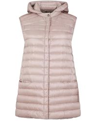 Moorer - Jassen ,Roze ,Gewatteerde Gilet Met Elegante En Comfortabele Capuchon - Lyst