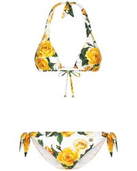 Dolce & Gabbana - Traje de baño con estampado floral y cuello halter - Lyst
