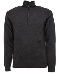 Paolo Pecora - Grauer Woll/Baumwollpullover Halber Reißverschluss - Lyst
