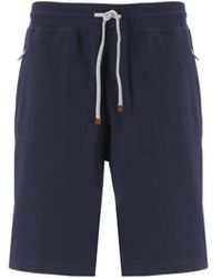 Brunello Cucinelli - Blaue bermuda-shorts aus baumwolle mit elastischem bund - Lyst