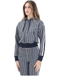 Lacoste - Blauer Zip-Sweater Mit Jacquard-Monogramm - Lyst